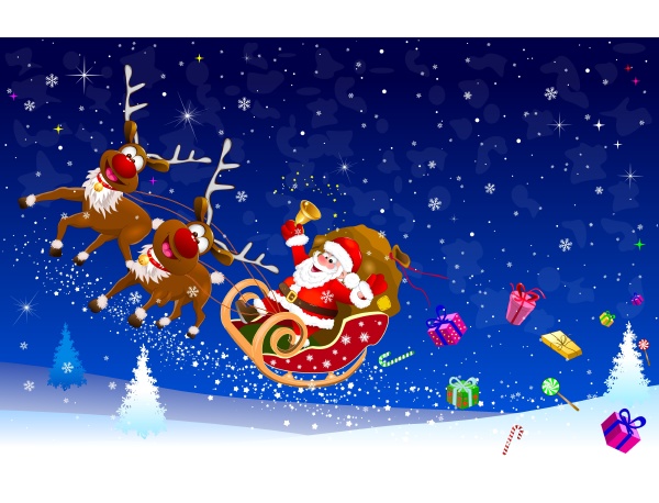 santa on a sleigh with reindeer