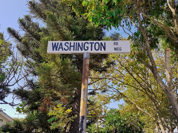 washington rd road weg road sign