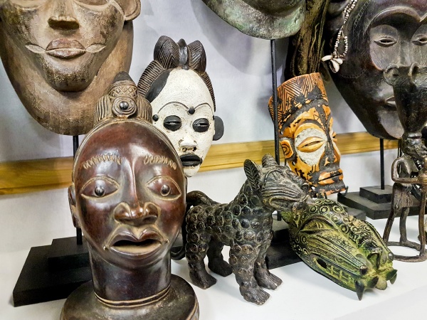 african voodoo wooden masks souvenir shop