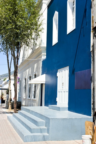 blue colorful houses bo kaap district