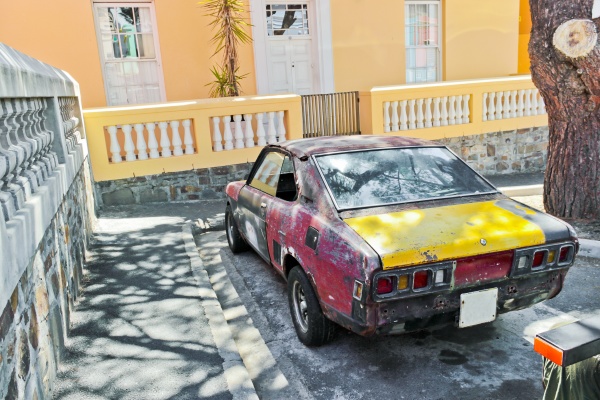 old, dirty, rusted, car, from, behind - 30908385