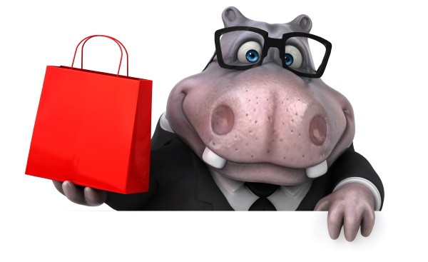fun hippo 3d illustration