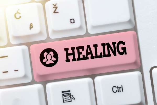 text caption presenting healing business