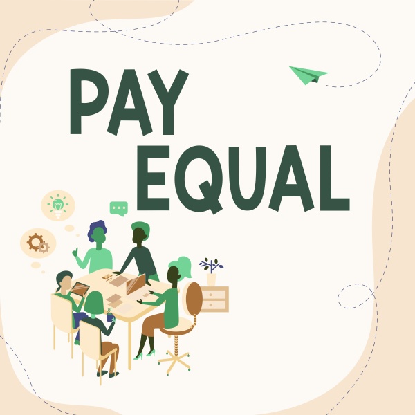 text caption presenting pay equal