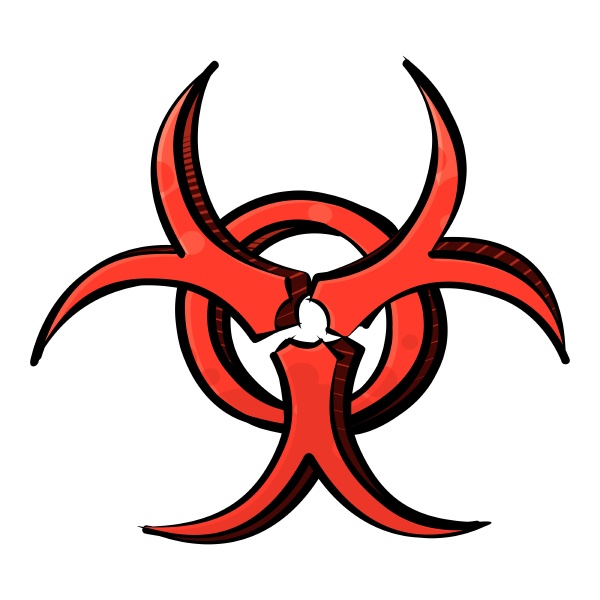 drawing of biohazard risk symbol