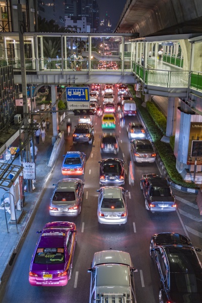 main road in bangkok in nightly
