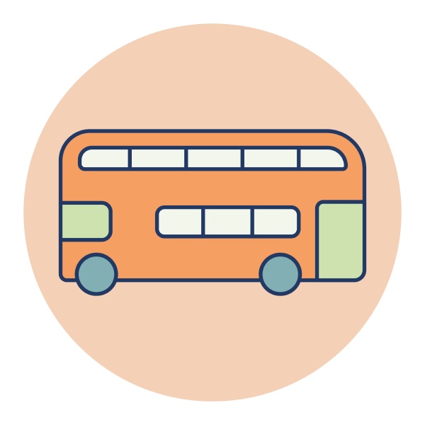 double decker bus flat vector icon