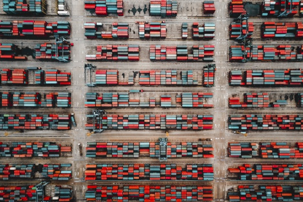 aerial view of container terminal in