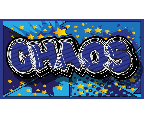 chaos comic book word text
