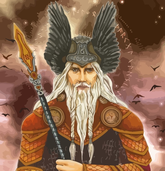 odin nordic god illustration mythology