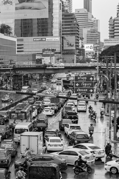 rush hour heavy traffic jam bangkok
