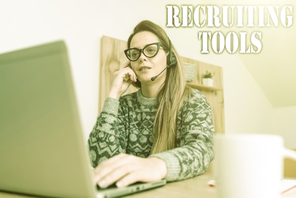 sign displaying recruiting tools business
