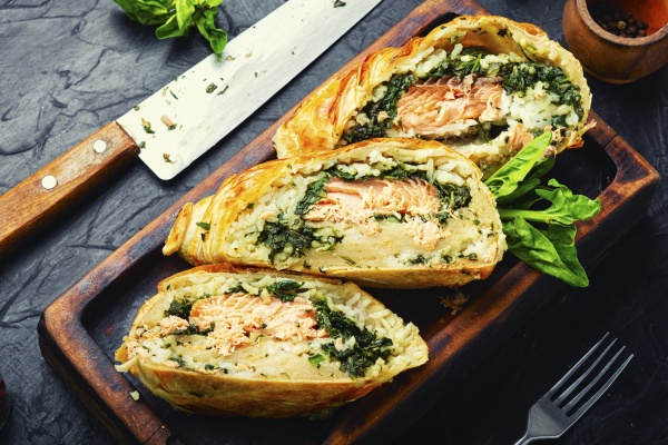 salmon baked in dough