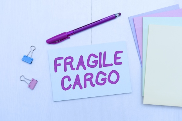 sign displaying fragile cargo concept
