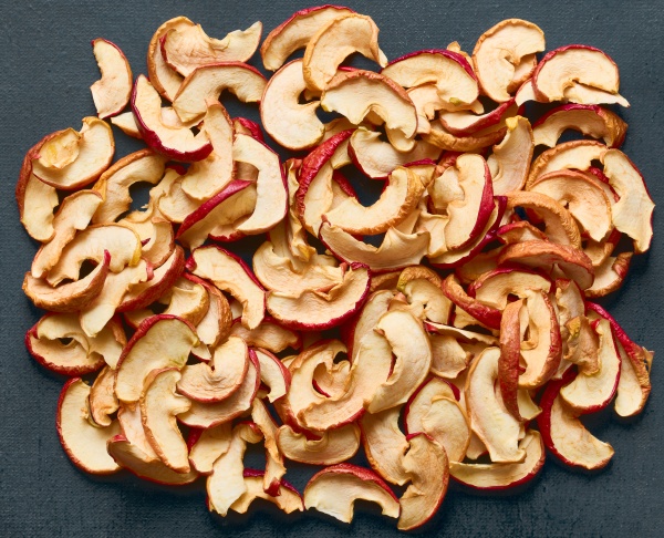 slices of dried red apples close