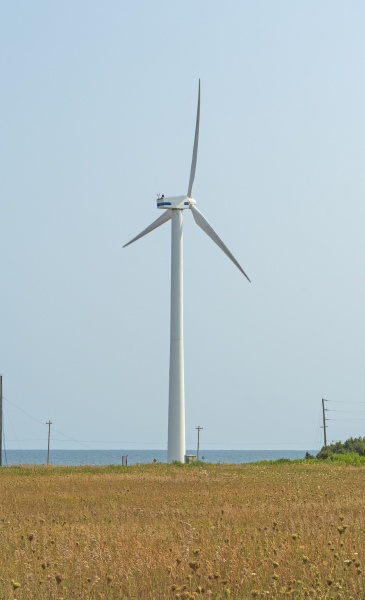 wind turbine on a coastal plain