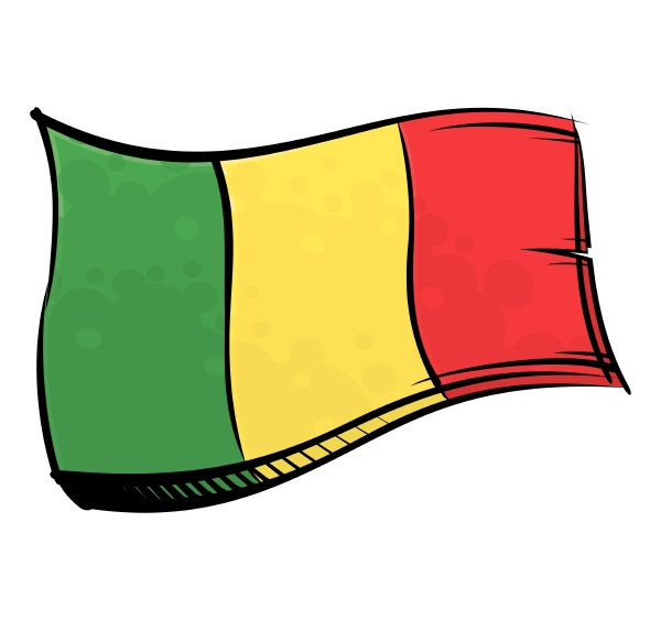 painted mali flag waving in wind