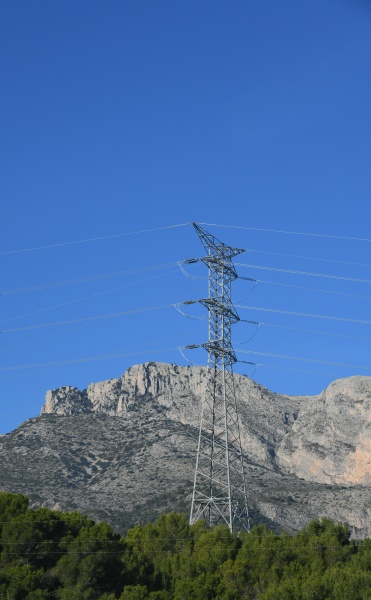 high voltage pylon with overhead lines
