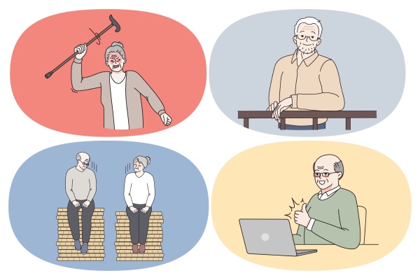 emotions of elderly people pensioners concept