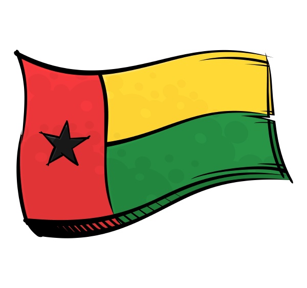 painted guinea bissau flag waving in