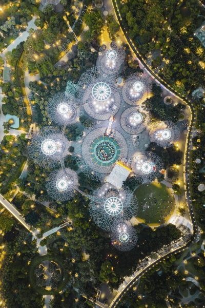 aerial view of gardens by the