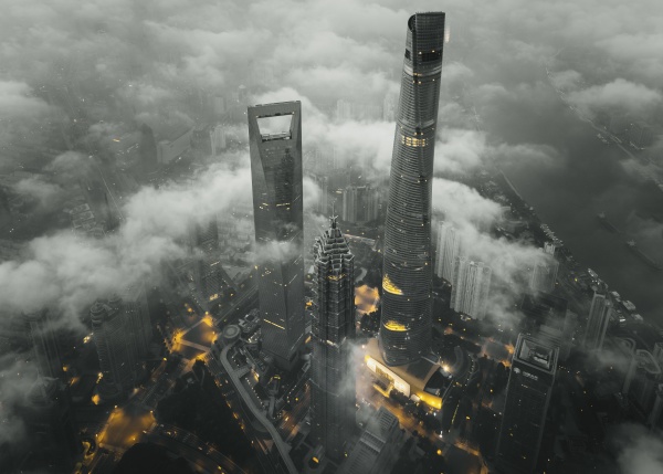 aerial view of shanghai tower with