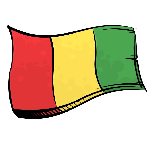 painted guinea flag waving in wind