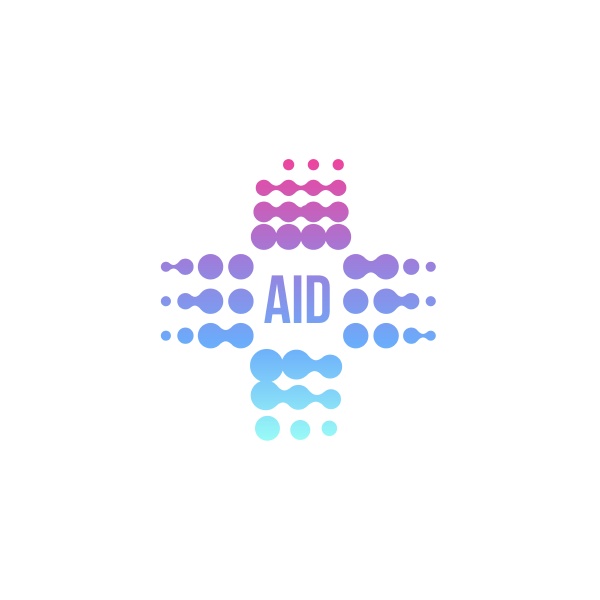 purple abstract aid cross logo