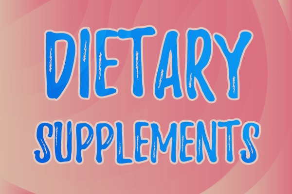 hand writing sign dietary supplements