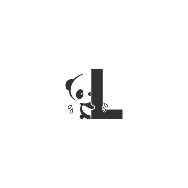 panda icon behind letter l logo