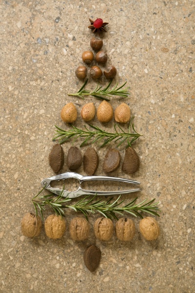 nut and rosemary christmas tree