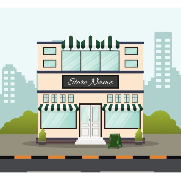 flat design store front with place