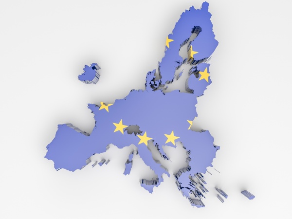 european union map with european flag
