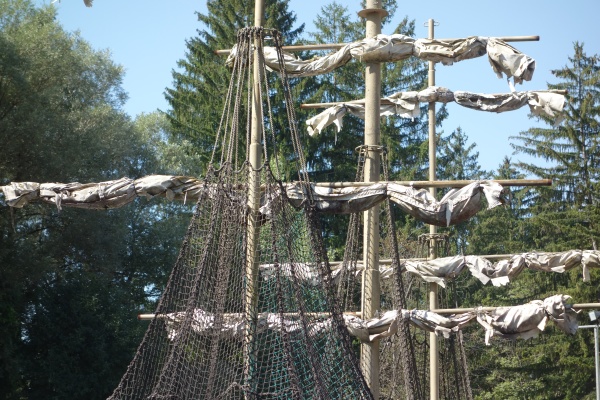 the mast of a sailing vessel