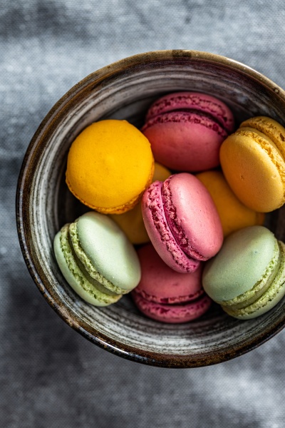 sweet colorful macarons traditional french