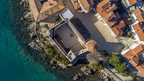 aerial view of historic adriatic town