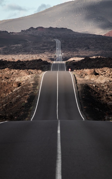 endless road on a volcano in