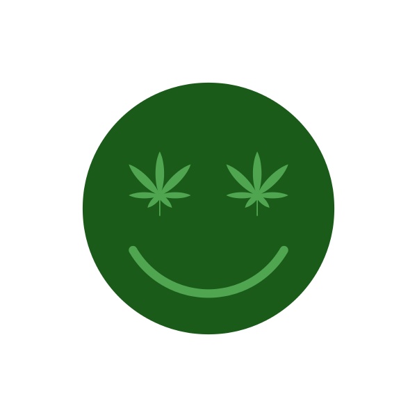 smiling emoji with weed leaf shaped