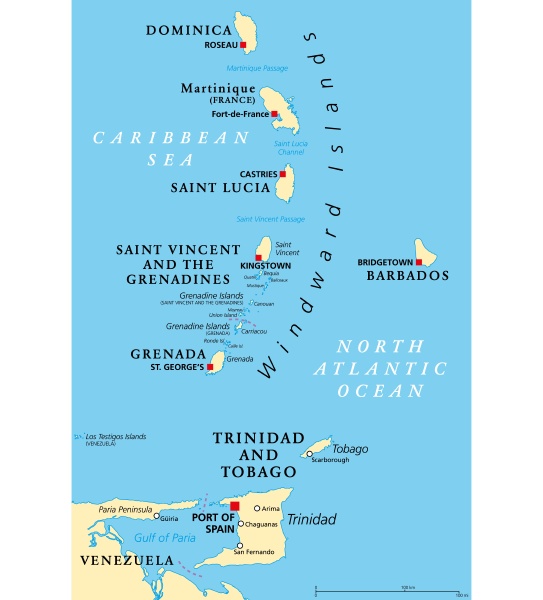 ~windward Islands  Political Map  31294786 Detail 