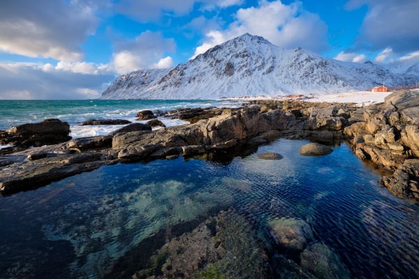 coast of norwegian sea on rocky