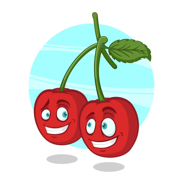 twin cherry cartoon character smiling