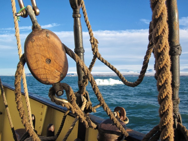 sailing ship at svalbard coast