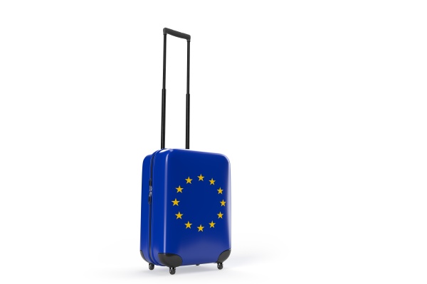 travel suitcase with the flag of