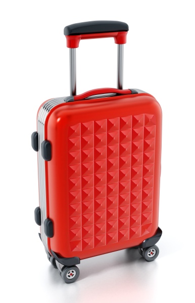 orange hardcase suitcase isolated on white