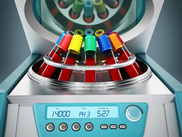 blood centrifuge machine with test tubes