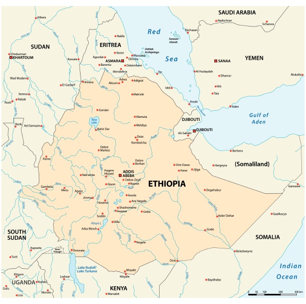 vector map ethiopia and its neighboring