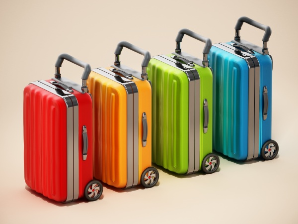 stack of colorful suitcases with soft