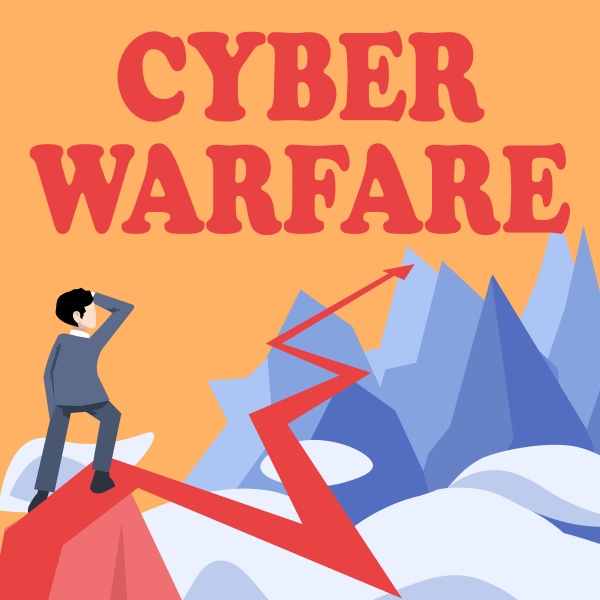 sign displaying cyber warfare business
