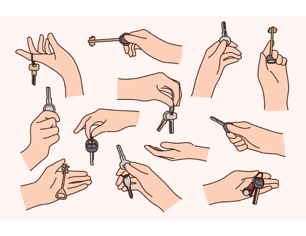 set of people holding keys to