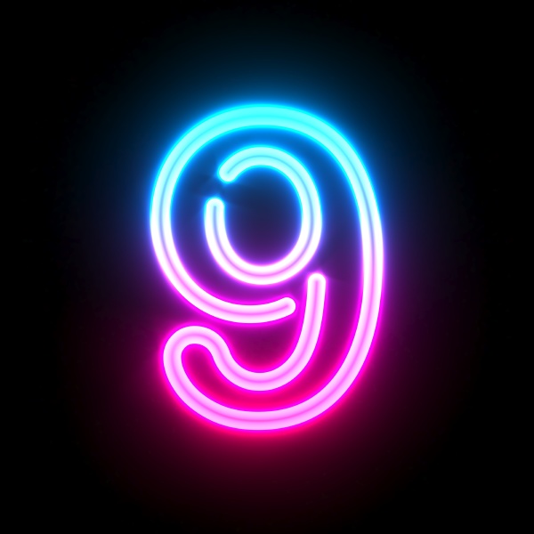 blue pink glowing neon tube font